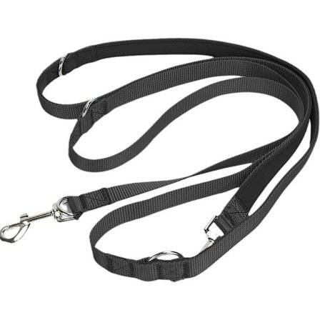 Justerbar Håndfri Hundesnor 243cm Dobbelt Løkke Nylon Træningssnor Stærk Robust til Små Mellemstore Store Hunde Kompatibel med Alle Racer Sort