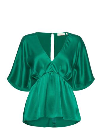 Cilla Organic Silk Top Green Notes Du Nord