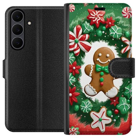 Kompatibel Tegnebogsetui til Samsung Samsung Galaxy S25 FE Peberkagemand plakat julekager kranse slik søde sager pebberkager retro kunst