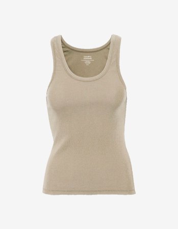 Women Organic Rib Tank Top - Oyster Grey - L