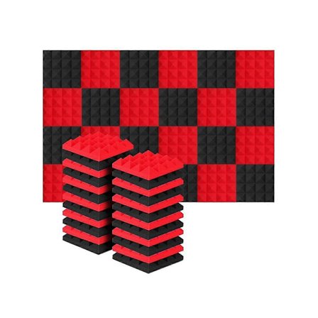 24 stk. 25X25X5Cm Studio Akustisk Lydisolerende Skum Pyramide Støjisolering Lydabsorption Behandling