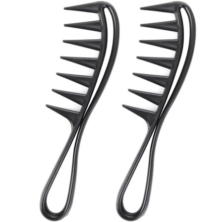2-pack Bredtandad Kam för Lockar Hajkammar Hårstyling Tillbehör Professionell Salong Afro Grov Kam Antistatisk Hållbar Hårtork