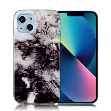 Marmormotiv iPhone 13 Mini skal - Svart / Vit
