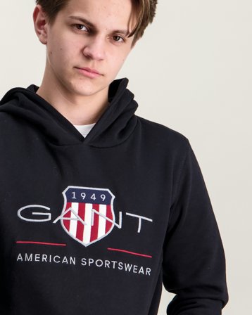 GANT Archive Shield Hoodie Svart Hettegensere/Hoodies Gutt - Kids Brand Store