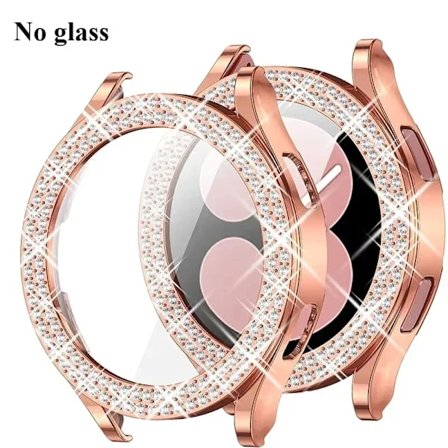 Bling Diamant Skal för Samsung Galaxy Watch 7 6 5 4 PC Skyddsskal 40mm 44mm Skärmskydd stötfångare Transparent Fodral