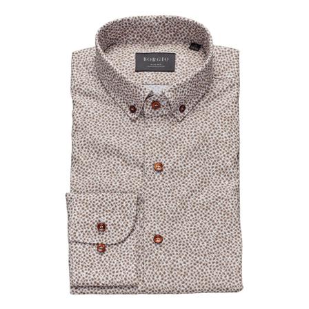 Borgio, Koszula calimera długi rękaw classic fit 00217 Brązowy, Mężczyzna, Rozmiar: M