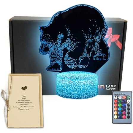 Björndjur 3D Illusion LED-skrivbordslampa Nattlampa med