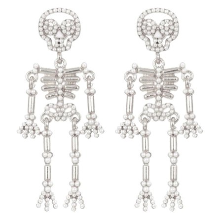 Krystal Skelet Dingle Øreringe Skinnende Små Perle Dekorations Kranie Ørestikker Charms Vedhæng Øreringe Kvinder Halloween Smykker
