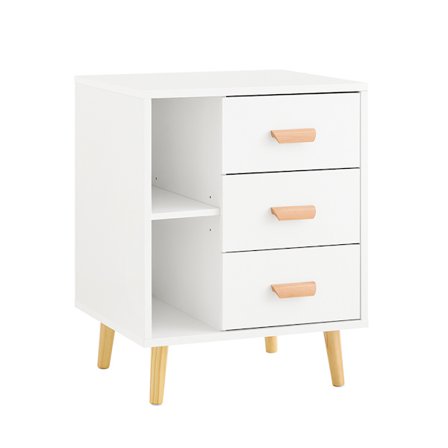 SoBuy Nattbord med 3 skuffer i hvid 48x40x60cm, moderne FBT95-W