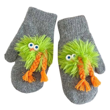 Skolflickor Pälsiga Handskar Clown med Flätor Vardagsanvändning Vantar Stickade Handskar Tjocka Vantar Håll Dig Trendig och Varm