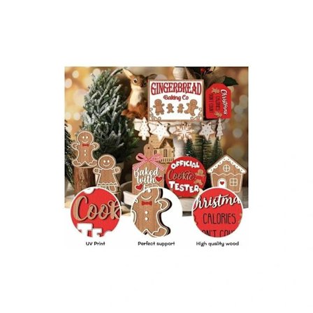 Julebrettdekorasjoner 12 Deler Julebordsdekorasjoner Treskilt Pepperkakemann Snømenn Julenisse for Julefest Hjem Kjøkken