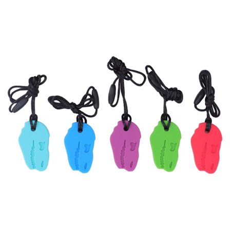 Bitringhalsband för aggressiva tuggare, tuggbara halsband för sensoriska barn med autism ADHD, silikonhänge orala motoriska hjälpmedel för lugnande 