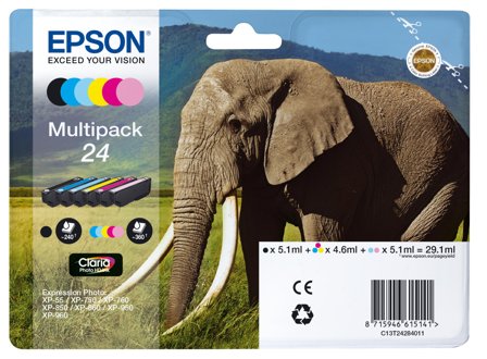 Epson 24 Multipack - 6-pack - svart, gul, cyan, magenta, lys magenta, lys cyan - original blekkpatron