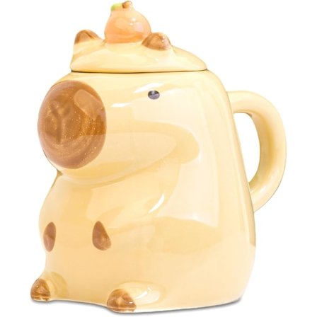 Original Capybara Krus, Morsom Personlig Krus, Capybara Te-krus, 3D-krus, Keramisk Krus med Lokk, Kawaii Bursdagsgave 450ml