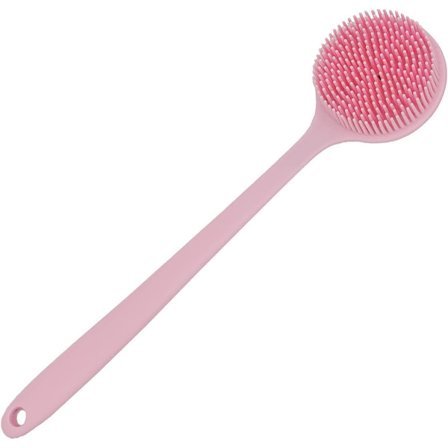 DNC Silikon Rygg Scrubber för Duschbad Kroppsborste med Långt Handtag, BPA-Fri, Hypoallergen, Miljövänlig (Rosa)