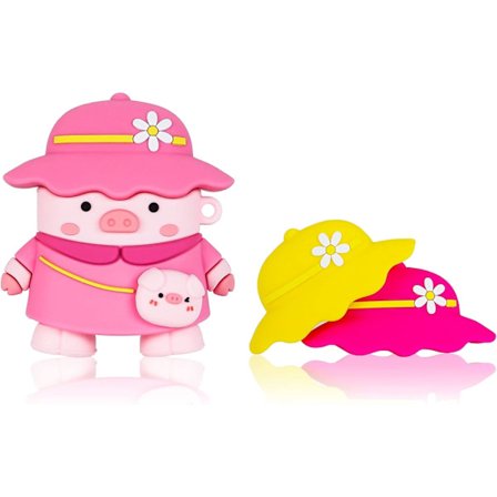 Fodral för Airpods 1 & 2, Sött tecknat 3D silikon stöttåligt öronsnäcka