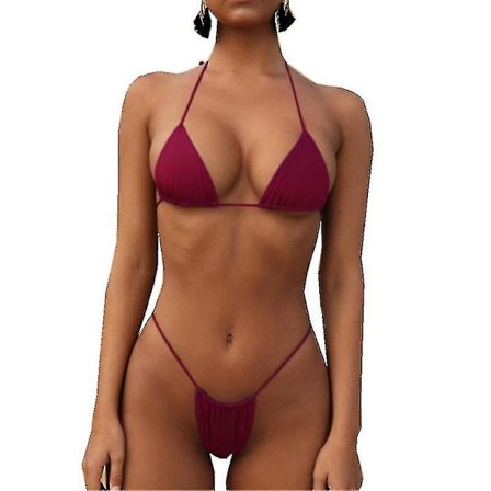 Dame Todelt Badedrakt Sexy Badetøy Halter String Trekant Bikini Sett Sml