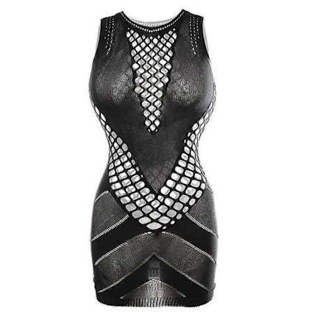 Erotisk Lingeri Kvinne Lang Gjennomsiktig Bag Hip Nett Skjørt Fristelse Fiskenett Body Kvinner Sexy Kjole for Sex Sleepwear