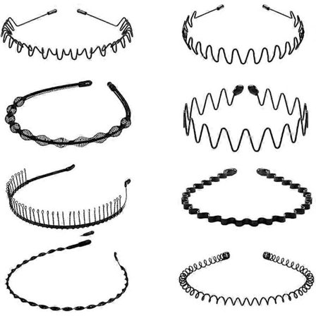 Hårband, AcserGery Multi-Style Fjäder Våg Metall Halkfri Vågig Svart Metall Hårband