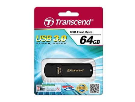 Transcend JetFlash 700 - USB-flashstasjon - 64 GB - USB 3.0 - svart