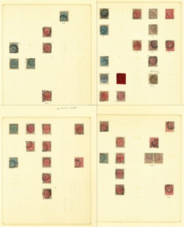 Danmark - Samling af skillingsmærker med nummerstempler i 1 album - Stemplet