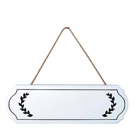 1 puinen kyltti valkoisella taustalla Seinäkoristelu vastaanotossa