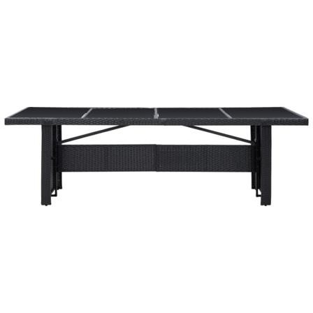 Vidaxl Trädgårdsbord Svart 240x90x74 Cm Konstrotting Och Glas Svart
