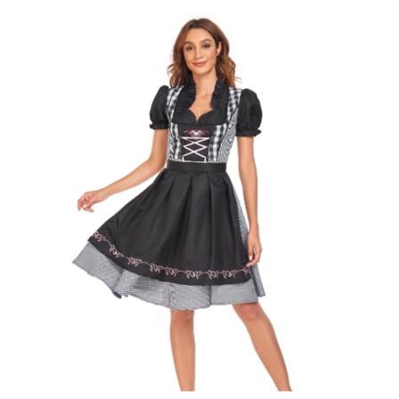 Kvinders Oktoberfest Bodycon Kjole Tartan Tysk Ølfestival Cosplay Bayersk Kjole Maskerade black xxl