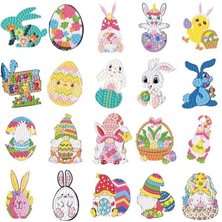 16/18/20 stk påske diamantmaleri egg kanin sommerfugl sett 20 stk