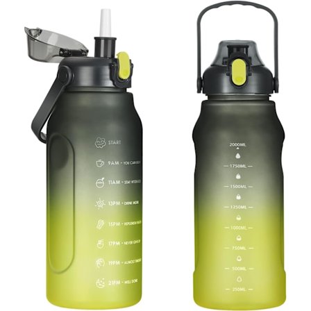 Vattenflaskor med sugrör 74 oz Vattenkanna med stor kapacitet med stort munstyckslock Läckagesäker Motivationsflaska med sugrör för utomhusvandring 