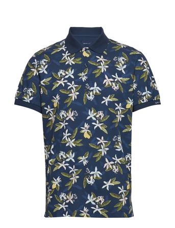 D2. Lemon Flower Print Ss Pique Blue GANT