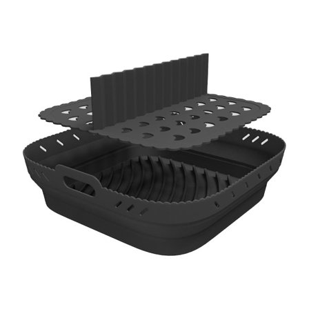 Silikon Bakning Air Fryer Pan Pad Vikbar Air Frying Pan Divider Pad Black