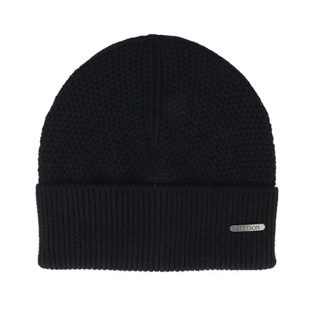 Stetson - Beanie Merino Wool Black Cuff Cuff Black Beanie - @ Hatstore
