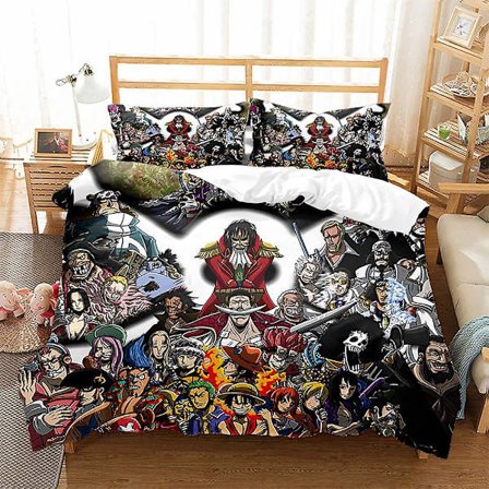 Anime One Piece 3D Printet Sengesæt Dynebetræk Quilt Betræk Pudebetræk Børne Gave Farve 3