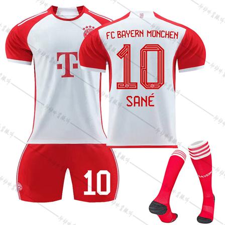 23/24 Ny sæson Hjem FC Bayern München SANE Nr 10 Børnetrøje-pakke Barn-28