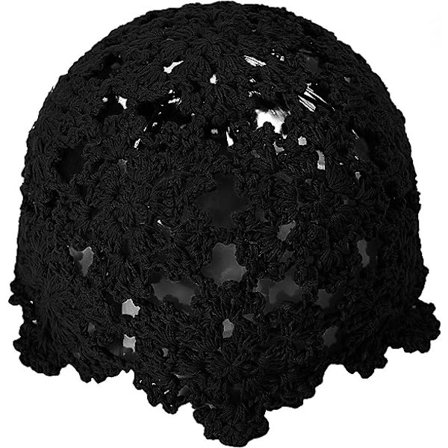 Håndstrikket bomulls-hekle hodeskallelue med åpent blomstermønster