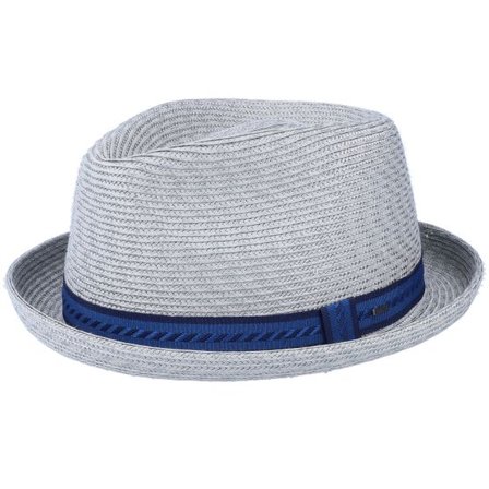 Seeberger - Blå straw Hatt - Mannes Cement Multi Straw Hat @ Hatstore