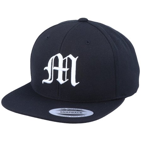 Iconic - Sort snapback Kasket - M Letter 3D Black Snapback @ Hatstore