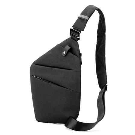 Unisex Snedväska Stänksäker Nylon Tyg Axelväska Justerbar Rem Liten Stjärt Right Shoulder Black