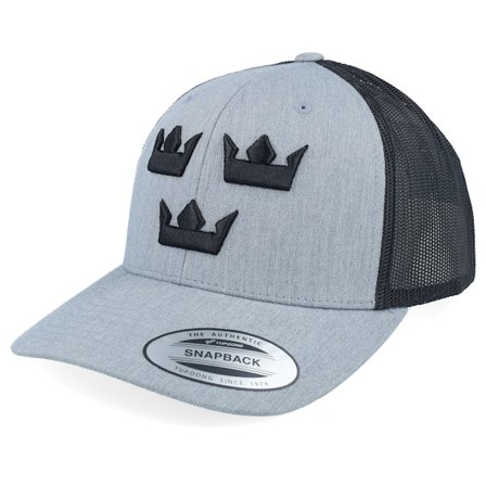 Iconic - Grigio trucker Cappellino - 3d Tre Kronor Heather Grey/Black Trucker @ Hatstore