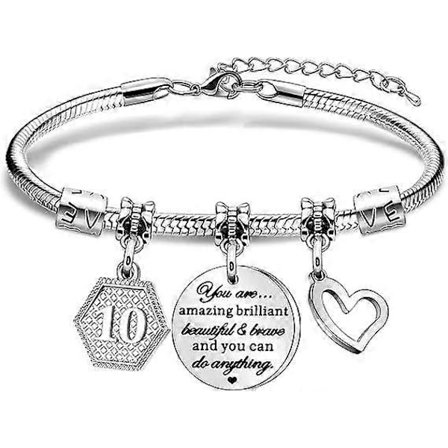 Födelsedagspresenter för Kvinnor Flickor Armband 10-års Present till Dotter Systerdotter Syster Vän Tonårsflicka Faster (LGL)