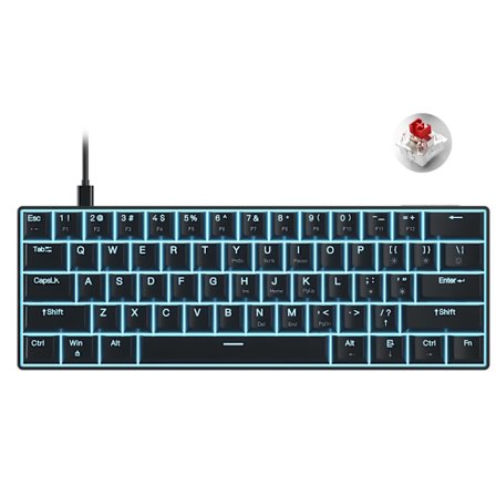 61 Tangenter 60% Mini Gaming Mekaniskt Tangentbord Hotswap Type-C Kabelanslutet Gaming Ergonomiskt Tangentbord PBT Tangenter För Gamers