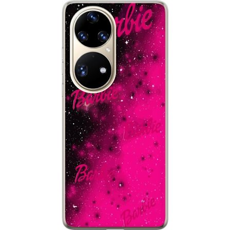 Huawei P50 Pro Genomskinligt Skal Barbie rosa galax rosa och svart stjärnhimmel med flera Barbie texter perfekt för mode popkultur och färgstarka m