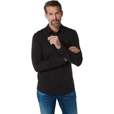 No Excess, Shirt jersey stretch solid coffee Bruin, Heren, Maat:S