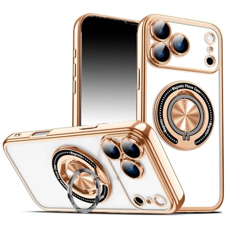 Magsafe Magneettinen 360° Pyörivä Metallinen Autoteline Sormus Pinnoitus Reuna Puhelinkuori yhteensopiva iPhone 17 Pro Max Air 15 11 12 13 14 16 Pro 
