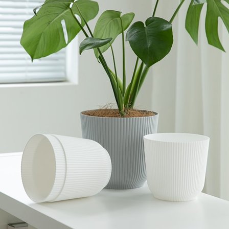 Blomkruka av 100% Återvunnen Plast - Inomhus kruka - Ø 18.4 x H 16.8 cm - grå