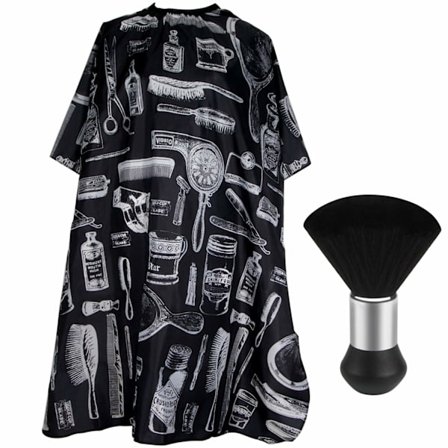 (Blomstret tryk) Professionel frisørkappe med nakkestøvbørste, salonfrisørkappe, frisørtilbehør