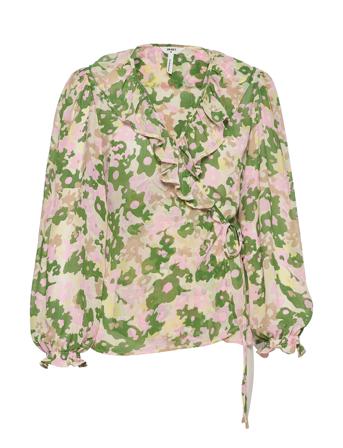 Objkirsten L/S Wrap Top 119 Pitkähihainen Pusero Paita Vihreä Object