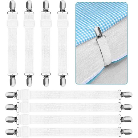 8 stk. (15 cm til 100 cm) lakenstrammere, justerbar lakenstrammer, holder lakenet på plass hele natten-FS-