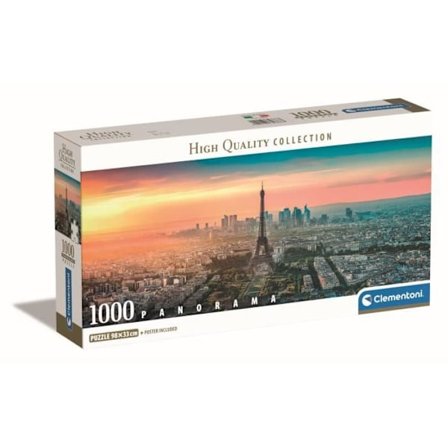 Clementoni - 1000p Panorama Paris - 98 x 33 cm - Med plakat